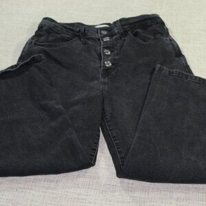 Levi's 28x24* Black Button Fly Mile High Cropped Wide Leg Jeans